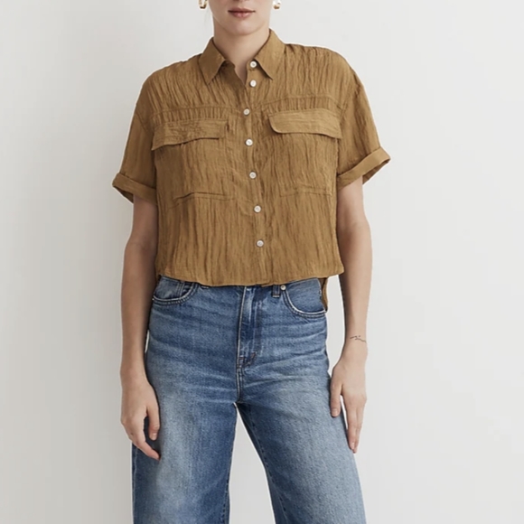 Madewell Tops - NWT Madewell Crinkled Utility Button Up Shirt